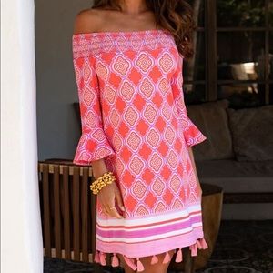 NEW with tags! Coral Geo Off The Shoulder Dress
